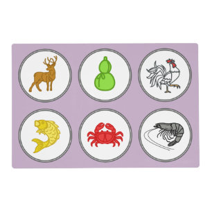 Bầu cua cá cọp - Fish Prawn Crab Lilac Gaming Mat