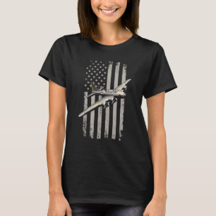 B17 Bomber Ww2 Plane Aircraft Usa Flag Veteran Pil T-Shirt
