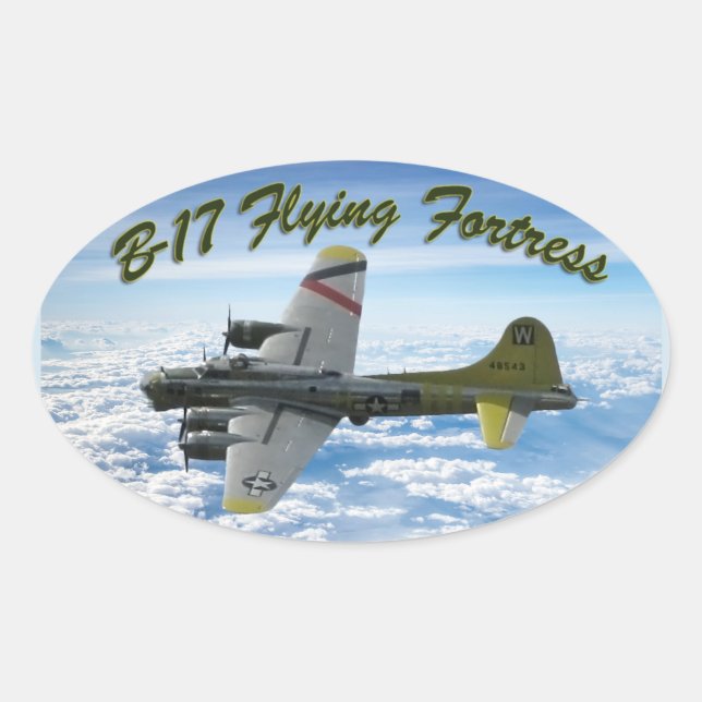B17 Flying Fortress WWII Bomber Airplane Oval Sticker (Front)
