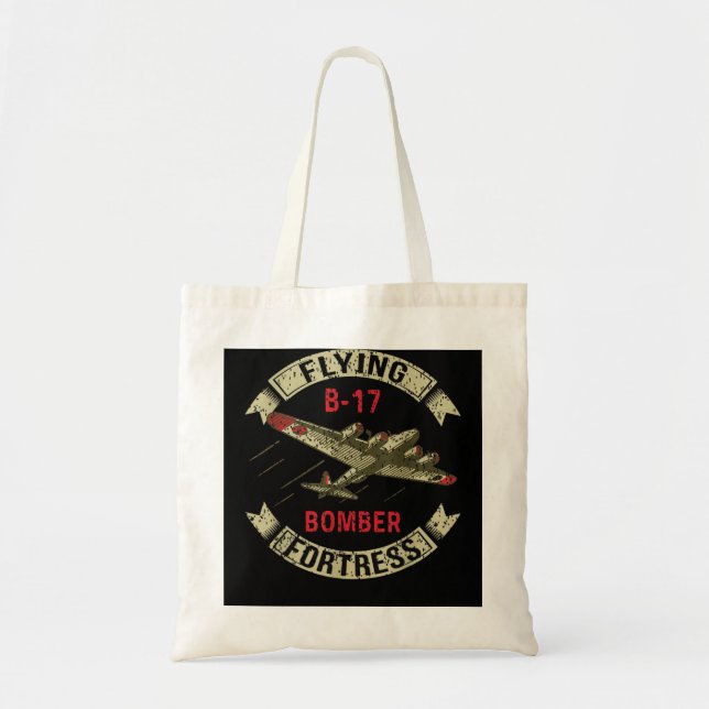 B17 Heavy Bomber WW2 Plane Aircraft USA Flag Veter Tote Bag (Front)