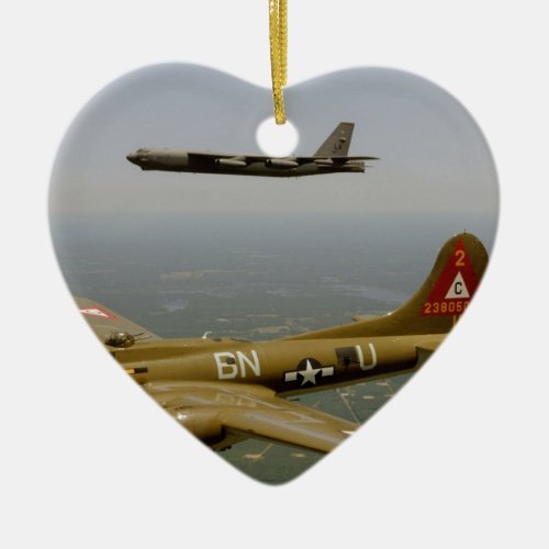 B17G and B52H Bombers in Flight Ceramic Ornament