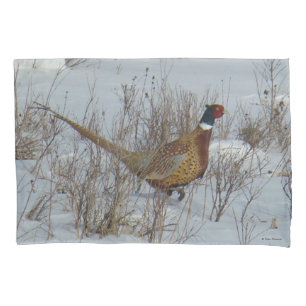 B23 Ring-necked Pheasant in Snow Pillow Case