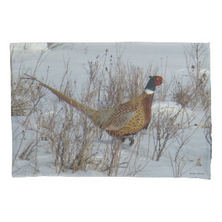 B23 Ring-necked Pheasant in Snow Pillow Case