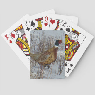 B23 Ring-necked Pheasant in Snow Poker Cards