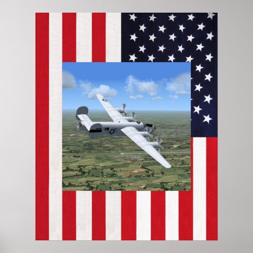 B24 Liberator US Bomber Plane Poster