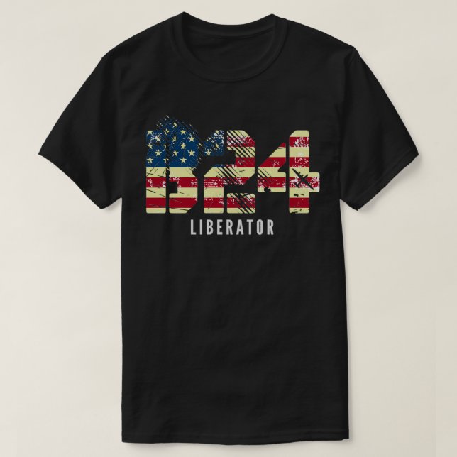 B24 Liberator WWII Bomber Airplane USA Flag Classi T-Shirt (Design Front)