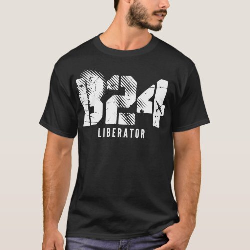 B24 Liberator WWII Bomber Airplane USA Flag T_Shirt