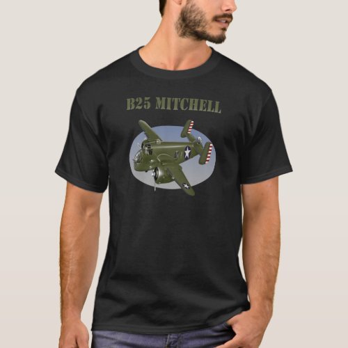 B25 Mitchell Bomber Green Plane T_Shirt