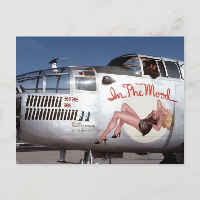 B25 MITCHELL BOMBER " IN THE MOOD" NOSE ART POSTCARD (Front)