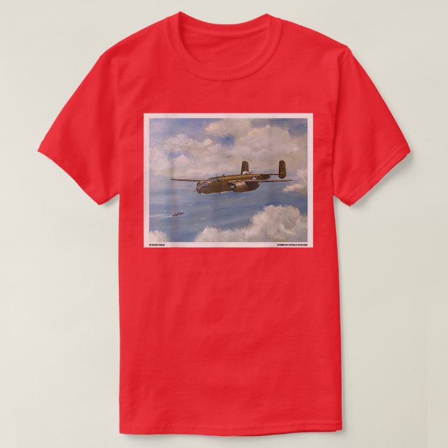 B25 Mitchell WW2 Plane Painting Military Novelty G T-Shirt (Design Front)