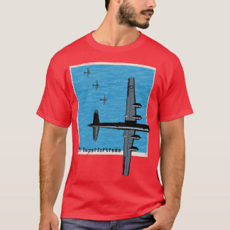 B29 Superfortress WW2 bomber airplane over the sea T-Shirt