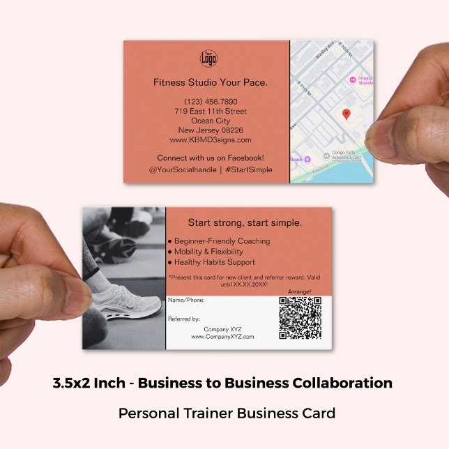 B2B Services QR Code Burnt Orange Black Referral Card (3.5x2 Inch, B2B Services QR Code Burnt Orange Black Referral Card)