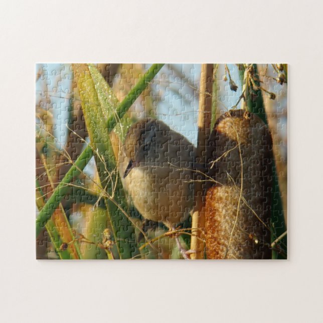 B3 Marsh Wren in Cattails Jigsaw Puzzle (Horizontal)