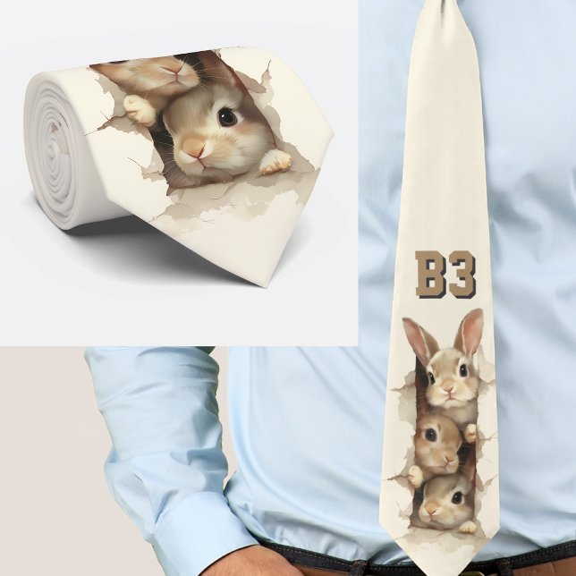 B3 Three Bunnies 3D Illusion  Neck Tie (Creator Uploaded)