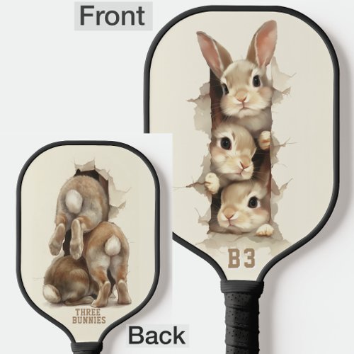 B3 Three Bunnies 3D Illusion  Pickleball Paddle