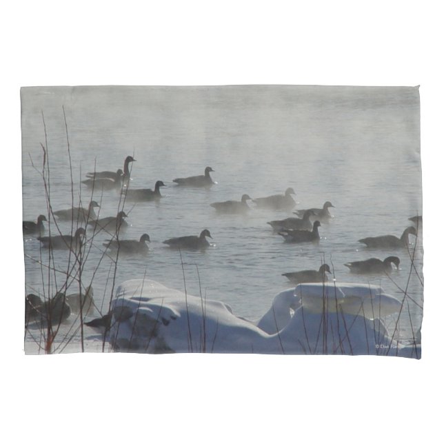 B49 Canadian Geese in the Mist Pillow Case (Front)