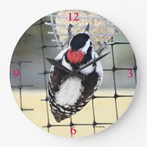 B53 Downy Woodpecker Large Clock
