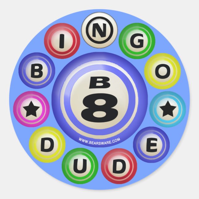 B8 Bingo Dude Classic Round Sticker (Front)