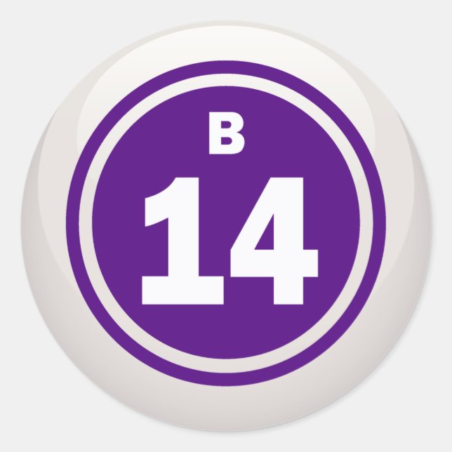 B-14- BINGO BALL CLASSIC ROUND STICKER (Front)