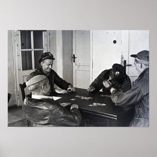 B-17 Bomber pilots playing cards Poster (Front)