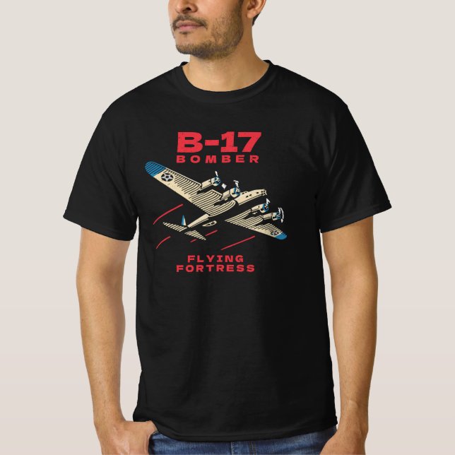B-17 Bomber WW2 Plane Retro  T-Shirt (Front)