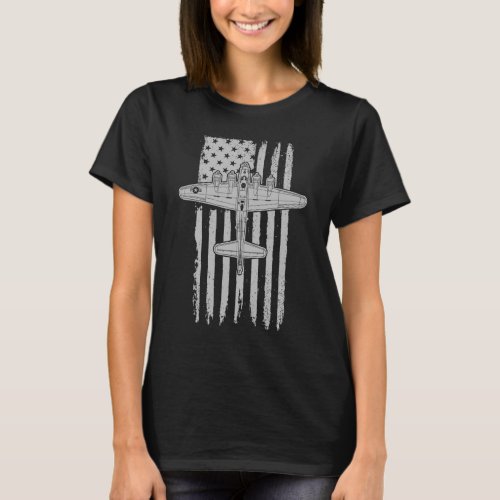 B 17 Flying Fortress Airplane American Flag WW2 B1 T_Shirt