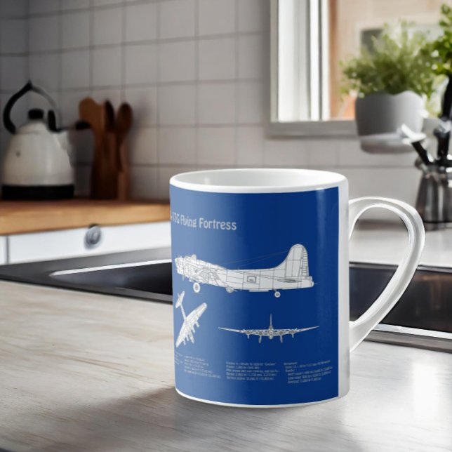 B-17 Flying Fortress - Airplane Blueprint Plan ABD Coffee Mug (Creator Uploaded)