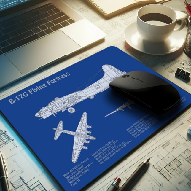 B-17 Flying Fortress - Airplane Blueprint Plan ABD Mouse Pad (Creator Uploaded)