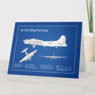 B-17 Flying Fortress - Airplane Blueprint Plan ABD Thank You Card