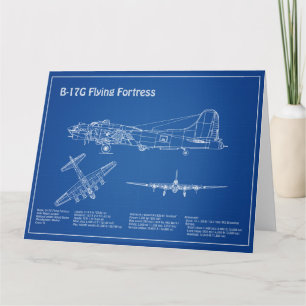 B-17 Flying Fortress - Airplane Blueprint Plans AD Thank You Card