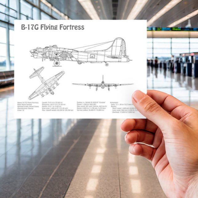 B-17 Flying Fortress - Airplane Blueprint Plans BD Postcard (Creator Uploaded)