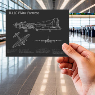 B-17 Flying Fortress - Airplane Blueprint Plans PD Postcard