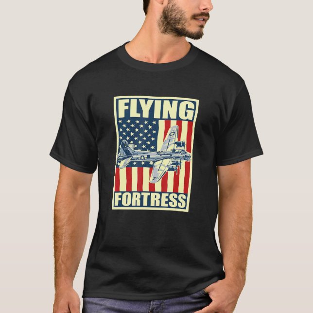 B 17 Flying Fortress Airplane Usaf Aircraft Bomber T-Shirt (Front)