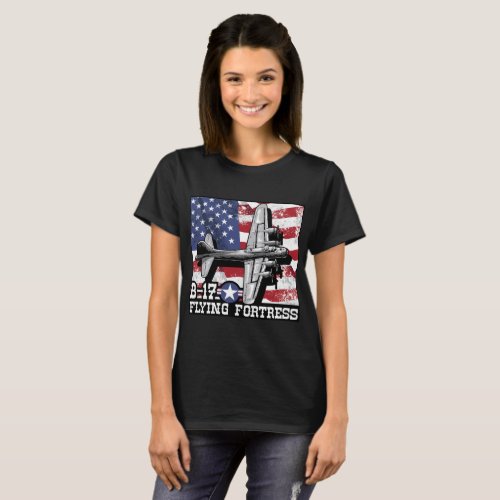 B_17 Flying Fortress Bomber WW2 Airplane Air force T_Shirt