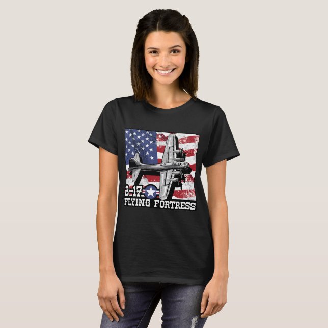 B-17 Flying Fortress Bomber WW2 Airplane Air force T-Shirt (Front Full)