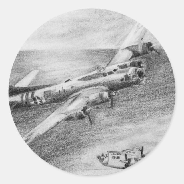 (B-17) Flying Fortress Classic Round Sticker (Front)