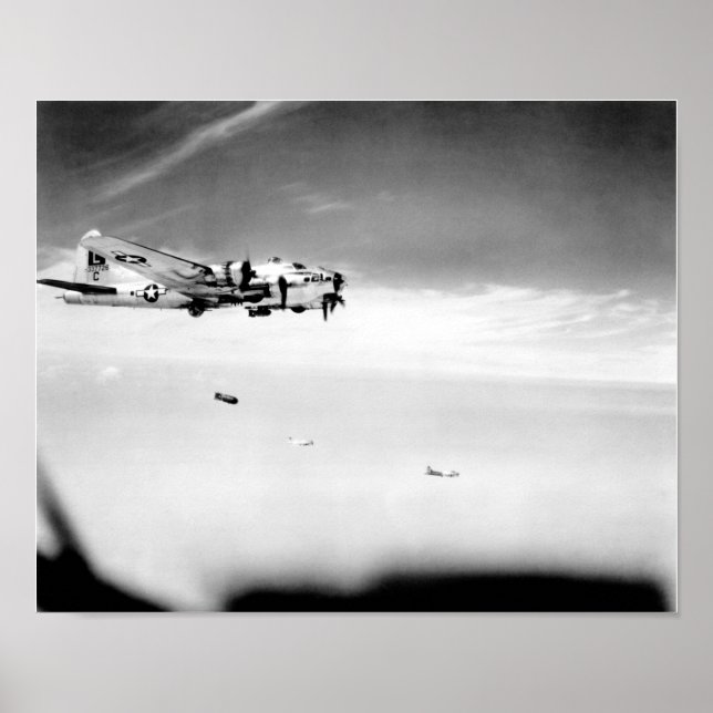 B-17 Flying Fortress Dropping Bombs Poster (Front)
