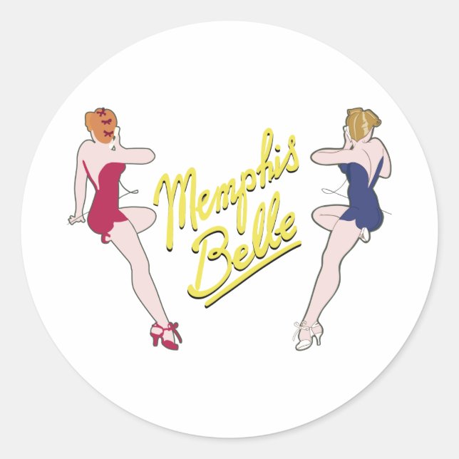 B-17 Flying Fortress Memphis Belle Nose Art Classic Round Sticker (Front)