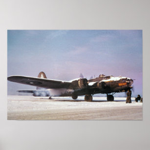 B-17 Flying Fortress On A Snowy Runway Poster