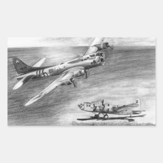 (B-17) Flying Fortress Rectangular Sticker (Front)