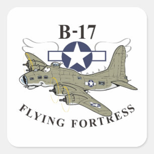 B-17 flying fortress square sticker