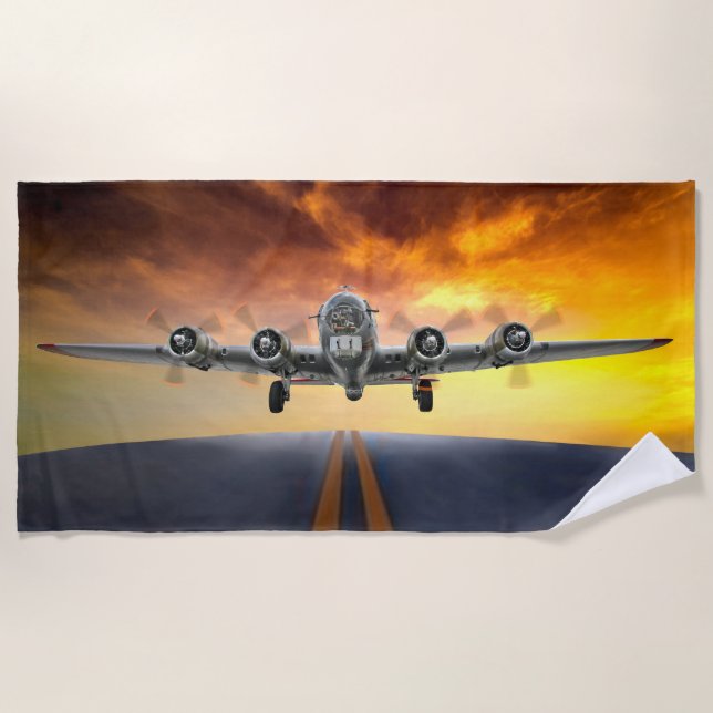 B-17 FLYING FORTRESS TAKEOFF BEACH TOWEL (Front)
