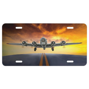 B-17 FLYING FORTRESS TAKEOFF LICENSE PLATE