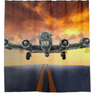 B-17 FLYING FORTRESS TAKEOFF SHOWER CURTAIN