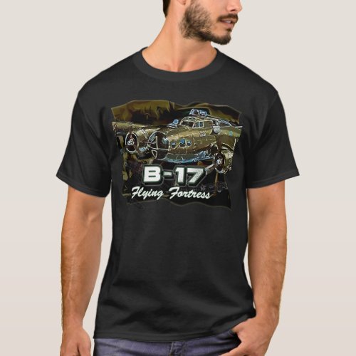 B_17 Flyingfortress Vintage Bomber Aircraft T_Shirt
