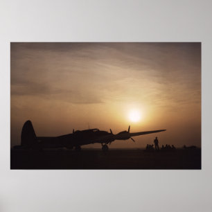 B-17 Sunset Langley 1942 Vintage Photo Poster