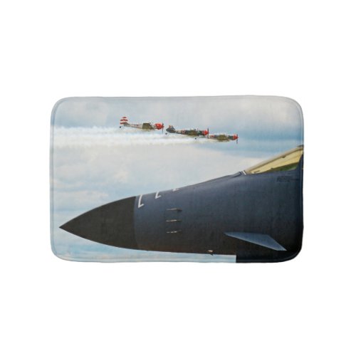 B_1 Bomber and WWII Fighters Bathroom Mat