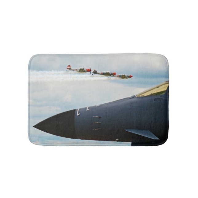 B-1 Bomber and WWII Fighters Bathroom Mat (Front)