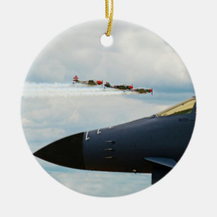 B-1 Bomber and WWII Fighters Ceramic Ornament