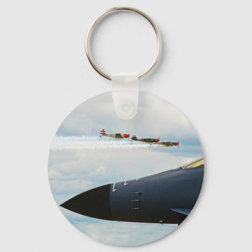 B_1 Bomber and WWII Fighters Keychain